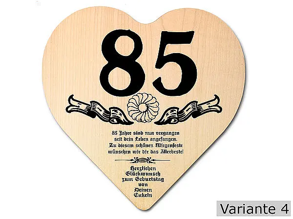 Opa Geschenk günstig Kaufen-Herz Holzschild mit Wunschtext Geschenk zum 85. Geburtstag. Herz Holzschild mit Wunschtext Geschenk zum 85. Geburtstag <![CDATA[Geschenk zum 85. Geburtstag: Holzschild in der Größe 18x18x1 cm. Als Material werden europäische Laubhölzer eingesetzt. Die