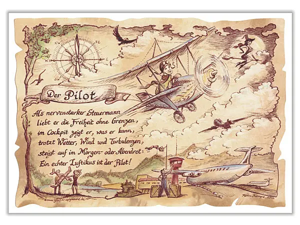 Zunftbild Pilot auf Antikpapier im A4-Format