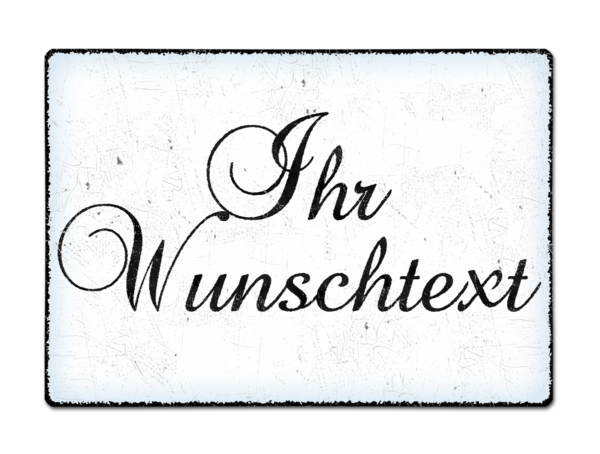 Blechschild A4 mit individuellem Wunschtext im Vintage Stil