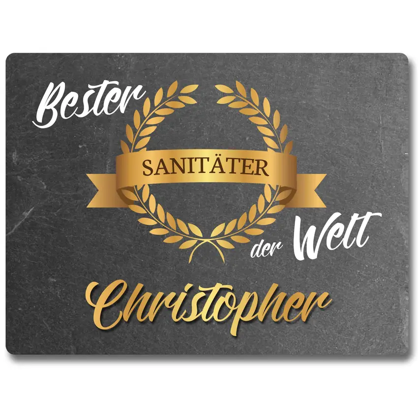 Schieferschild 20 x 15 cm zur Auszeichnung "Beste/r ..." | mit Name und Beruf