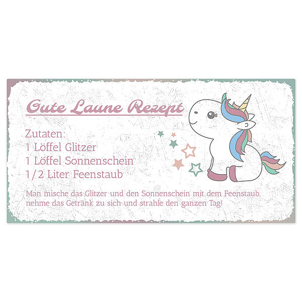 Schild Mit Gute Laune Rezept 300 X 150mm Geschenke Online Kaufen Individuelle Und Personalisierte Geschenkideen Mit Text Oder Foto