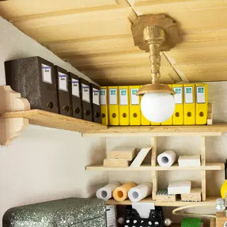 Wandbild aus Holz in 3D-Optik - Büro