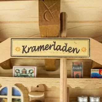 3D-Bild aus Holz- Kramerladen