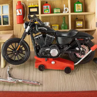 3D-Wandbild aus Holz - Motorradwerkstatt