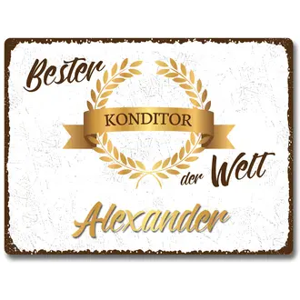 Vintageschild 20 x 15 cm zur Auszeichnung "Beste/r ..."  | mit Name und Beruf