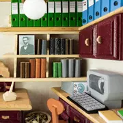 3D-Wandbild Büro aus Holz